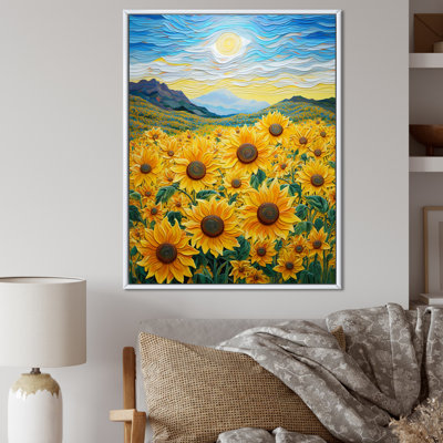 " Vangogh Style Sunflowers Mountains "
