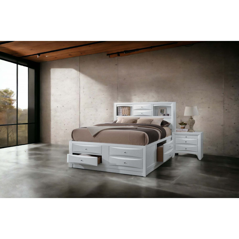 Lit avec rangement (lit seulement), Queen, White, Manufactured Wood