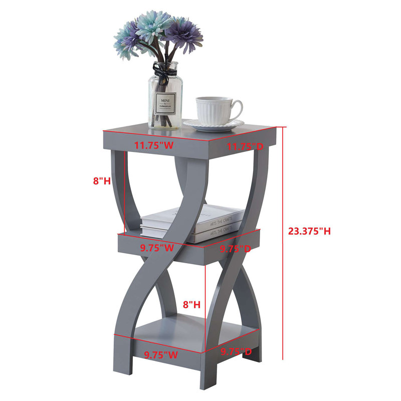 Aurianne Trestle End Table with Storage, Gray
