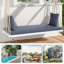 Balancelle de patio suspendue en bois avec coussin et coussins-512139705-512139710