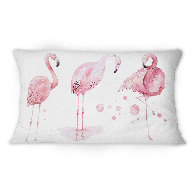 Flamants roses sur fond blanc - imprimé traditionnel 1