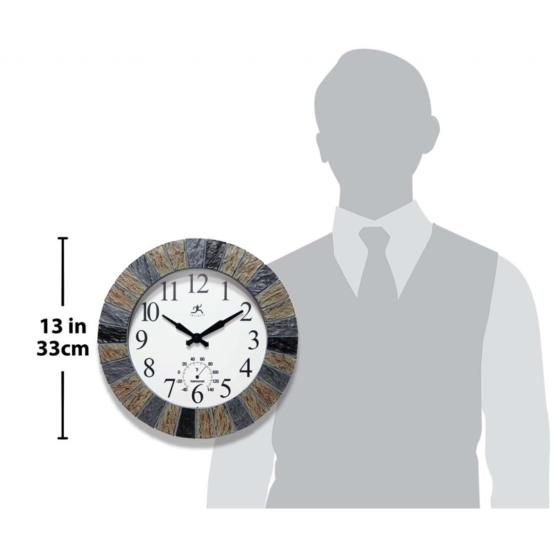 Outdoor Round Polyresin Wall Clock 13 Inches - Multi-Color