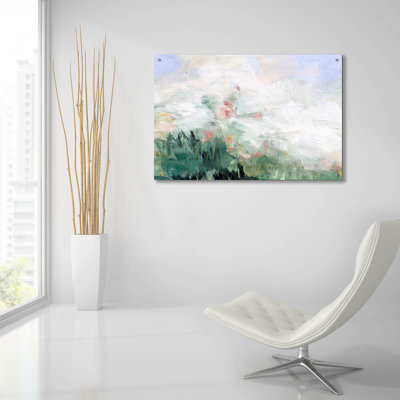  «Morning Mist No. 1» par Karen Hale, art mural en verre acrylique, 36 po x 24 po
