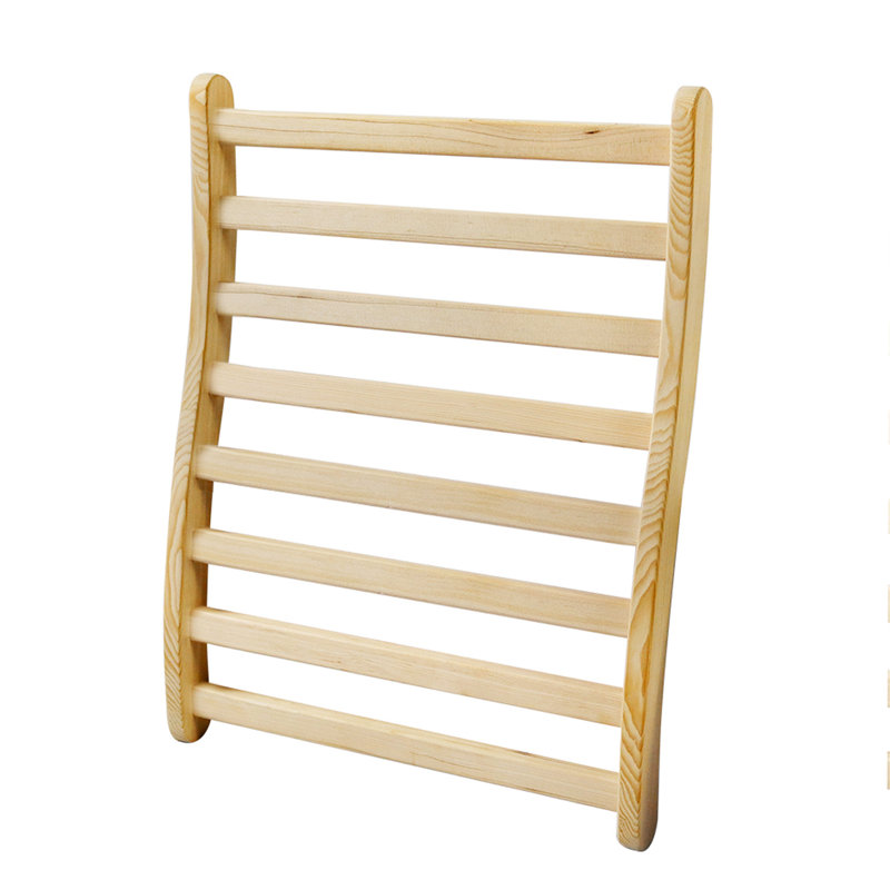 Sauna Backrest,S-Shape Canadian Natural Wood Hemlock Sauna Chair with Back, Non-Toxic Sauna Accessories Bench