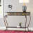 Metal Embossed 1 Shelf Floral Console Table with Ornate Scroll Legs