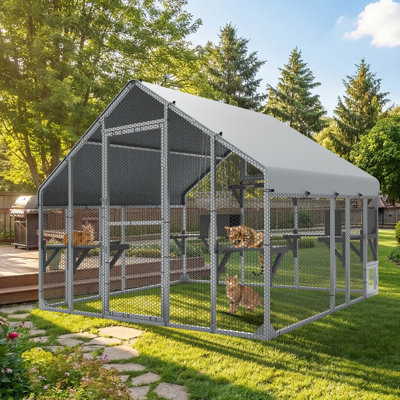 Enclos extérieur pour chats Catio de 240 cm | Niche extérieure pour chats avec toit résistant aux intempéries