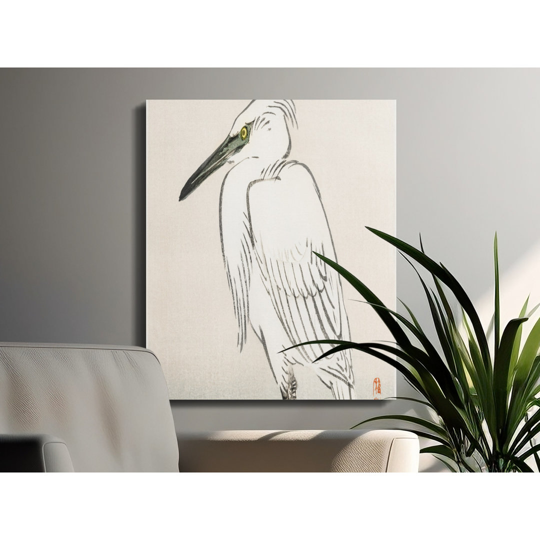 Japanese Egret Bird Ukiyo-e Canvas Art