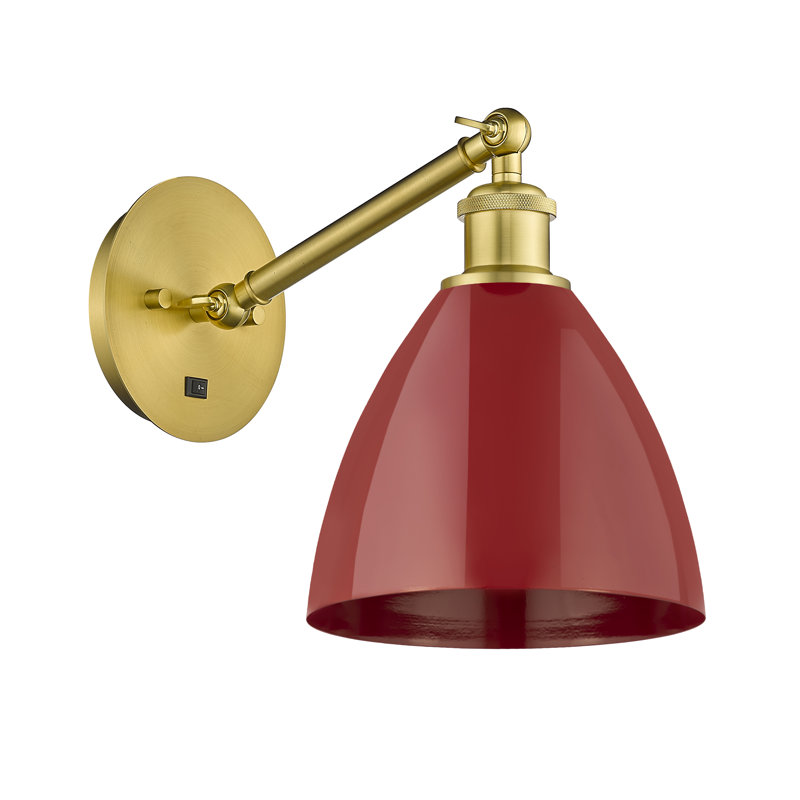 Armed Sconce, Red, Brushed Satin Nickel