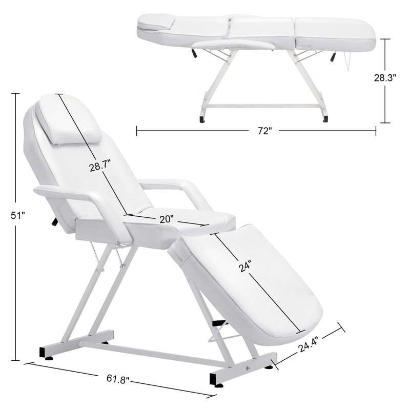Fauteuil inclinable de massage réglable Beauty Spa, Similicuir blanc