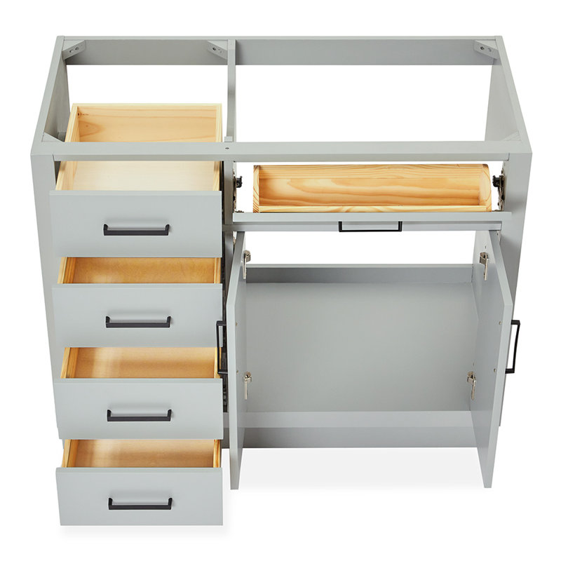 Base de meuble-lavabo simple en bois massif 42 po Osoria, Gris