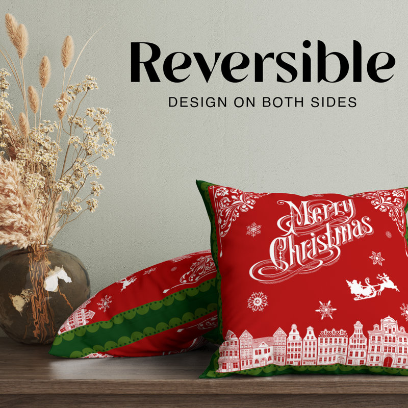 Housse de coussin Merry Christmas Holiday, H 16 po x l 16 po