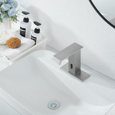 Auto-P-3007-Nickel Automatic Sensor Brushed Nickel Touchless Bathroom Sink Faucet With Drain Assembly
