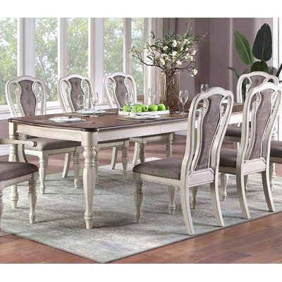 Table de salle à manger de style transitionnel 1pc avec 2 tables de salle à manger de style rectangulaire à finition chêne blanc