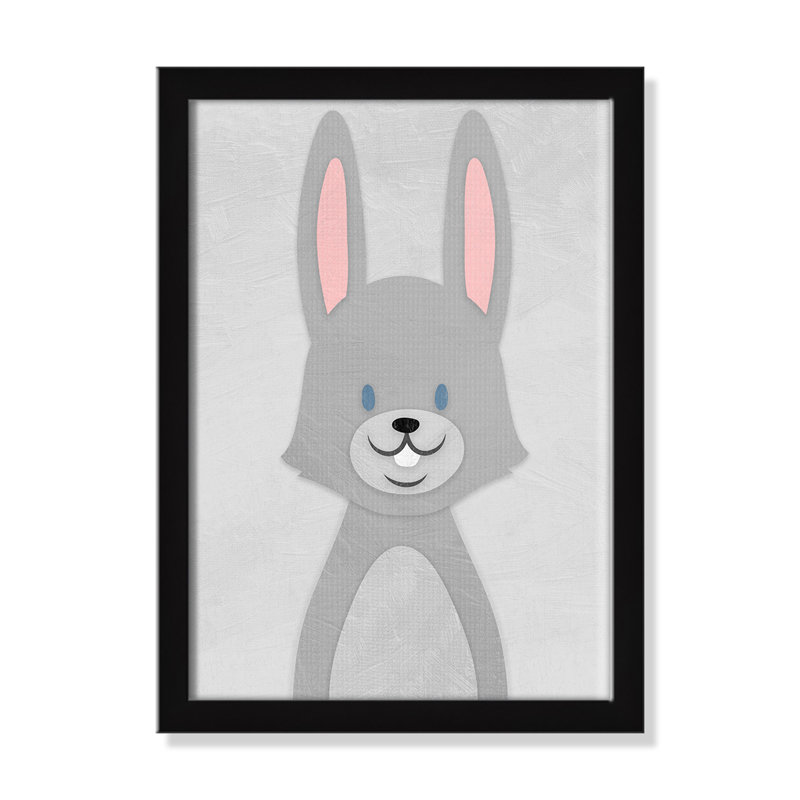 Art de lapin joyeux, H 14 po x l 10 po x P 1,18 po, Encadré de boîte à grain de bois noir