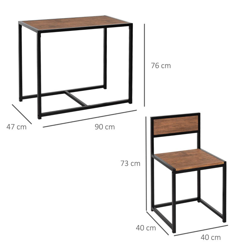 Dining Set, Natural Wood + Black