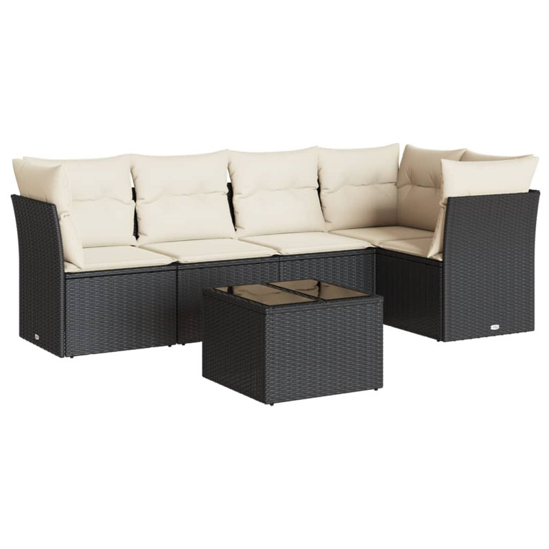Ensemble de canapé de jardin Vidaxl noir, blanc crème