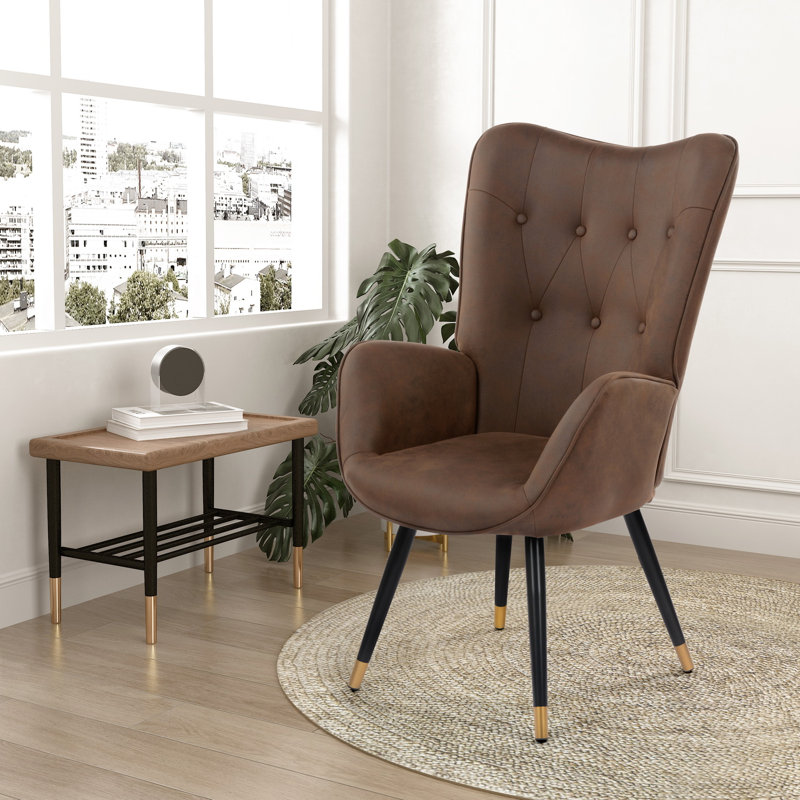Lathgertha Upholstered Armchair, Dark Brown