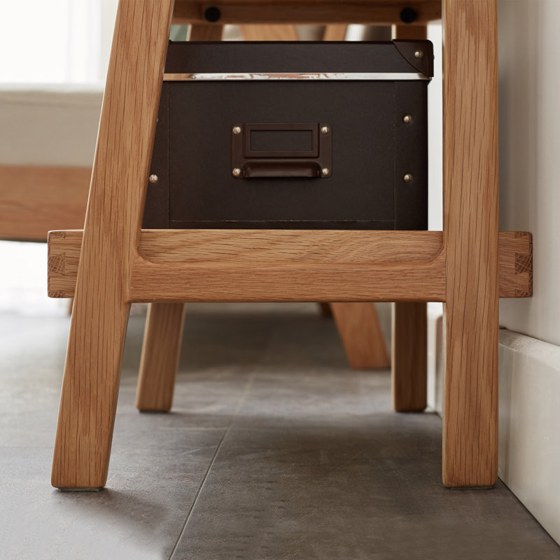 25.6"W Solid Oak End Table with Shelves, 36.2" H x 25.6" W x 13.4" D, Oak