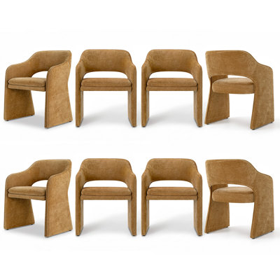 19" Seat Height Upholstered Chenille Dining Armchair
