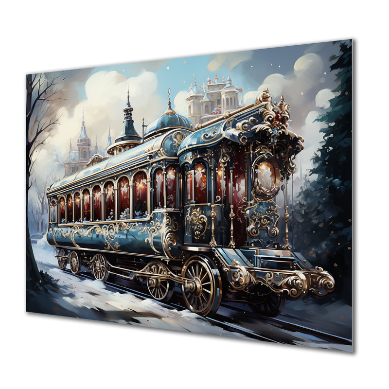 Train de Noël voyage I - train, art mural en métal, H 24 po x l 32 po x P 1 po