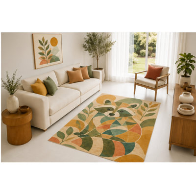 "Ultra Lightweight" 5' x 7' Geometric Raccoon Area Rug for Living Room, Soft Low Pile Indoor Rug with Non-Slip Backing, Washable Carpet for Bedroom, Office, Kids & Pets, Brown