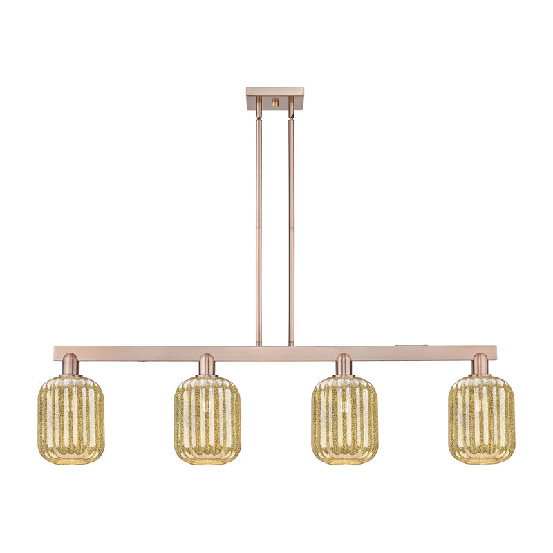 Luminaire suspendu pour îlot 4 lumières Hailsham, Mercure, Cuivre antique