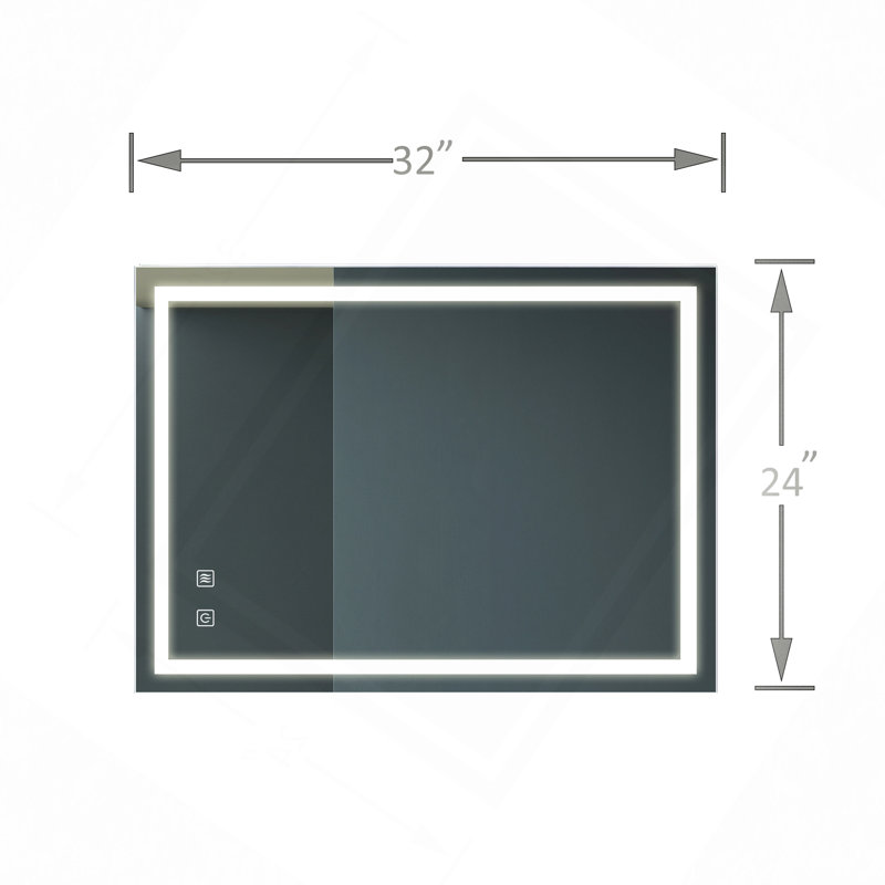Miroir de salle de bain 32 po X24 po, 32 po x 24 po, Argent argent