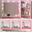 Vanity Desk with Mirror & Light, Large Drawer Three Level Storage Dresser, 3 Lighting Modes Adjustable Brightness, Bedroom Dressing Table(Pink)-1443941402