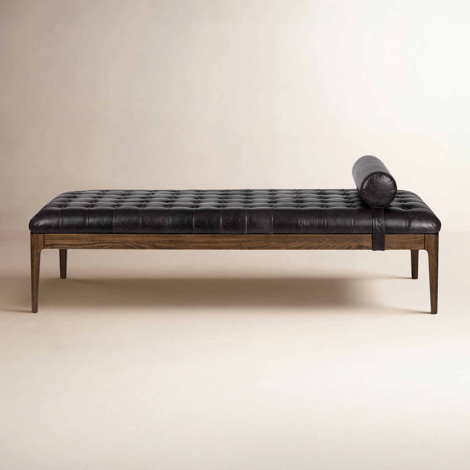 Moody Genuine Leather Bench, Sonoma Black Genuine Leather