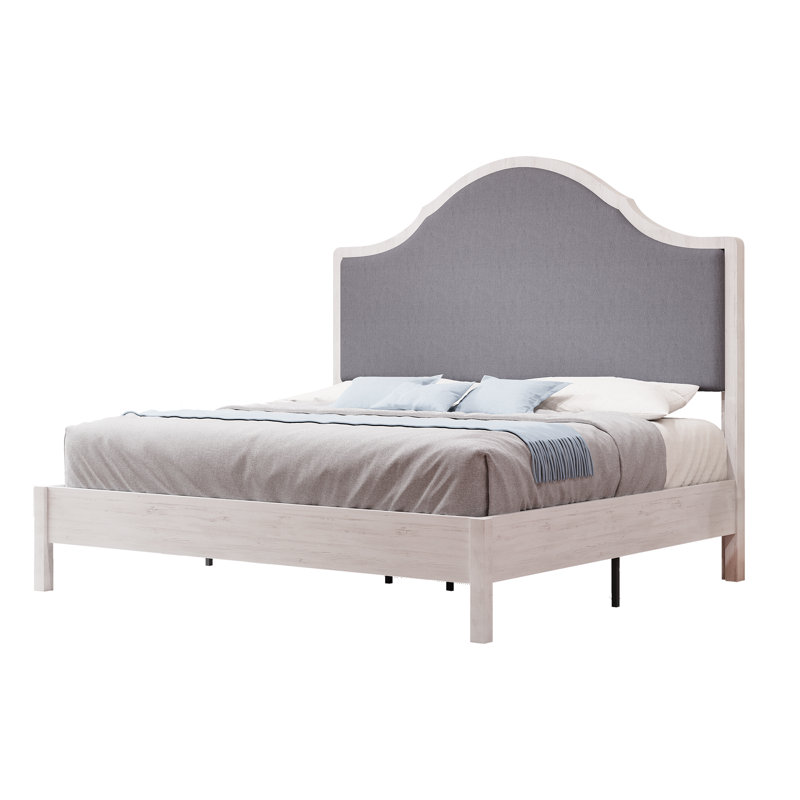 Base de lit en bois massif Farmhouse, Blanc, Grand