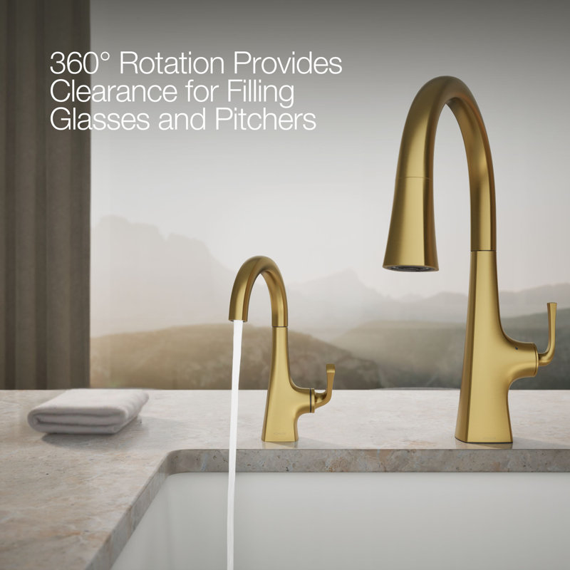 Graze Beverage Faucet, Vibrant Brushed Moderne Brass