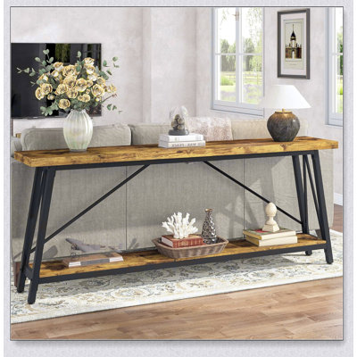 70.9" Extra Long Sofa Table Behind Couch, Industrial Entry Console Table For Hallway, Entryway & Living Room