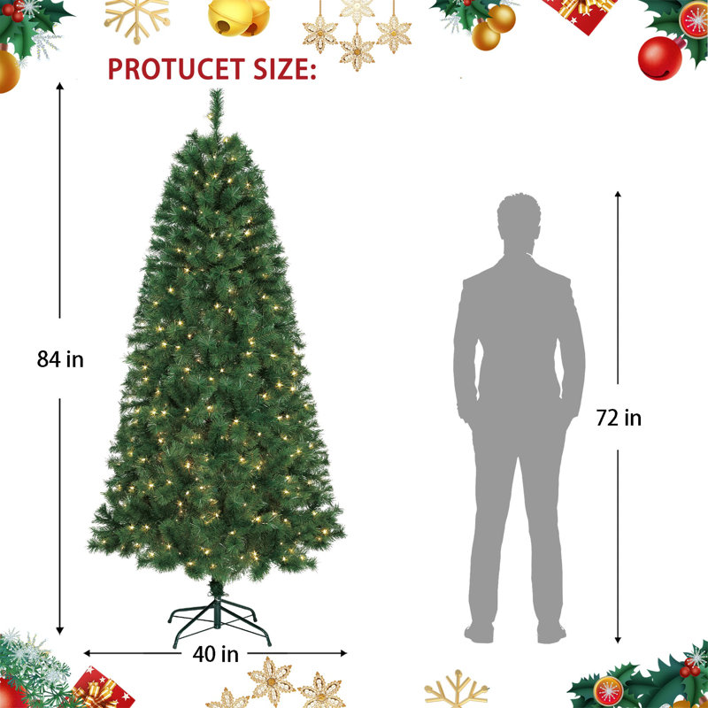 Arbre de Noël artificiel pin vert 7 pi avec 400 lumières