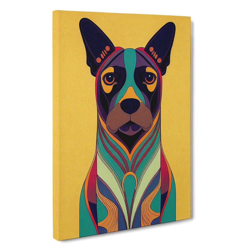 Dog Art Deco No.3 - Wrapped Canvas, 60cm H x 40cm W x 3cm D
