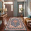 Tapis Urgup traditionnel persan audacieux, bleu sarcelle, or et crème, lavable en machine, antidérapant, à poils courts, pour l'intérieur et l'extérieur, adapté aux animaux domestiques, idéal pour le salon, la chambre, la salle à manger, l'entrée, le couloir ou le bureau.-682838638