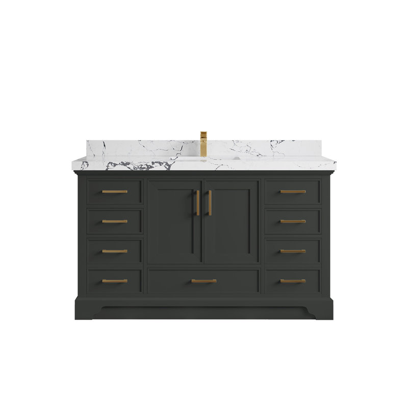 Charlotte 60 " W Freestanding Standard 1 Single Vanity Bathroom Vanity With Quartz Top