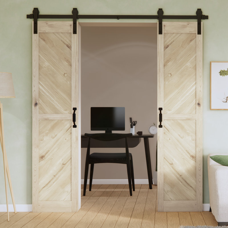 Solid Oak Barn Door Unfinished, Beige