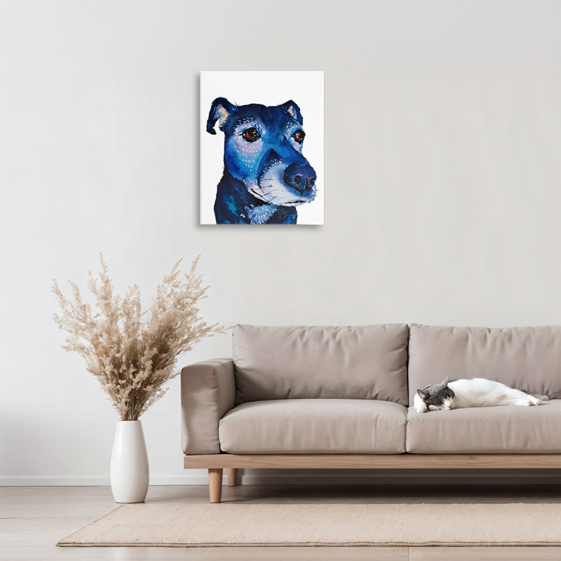 Toile bleue expressive, conception de Tatiana Roberts, H 20 po x l 16 po