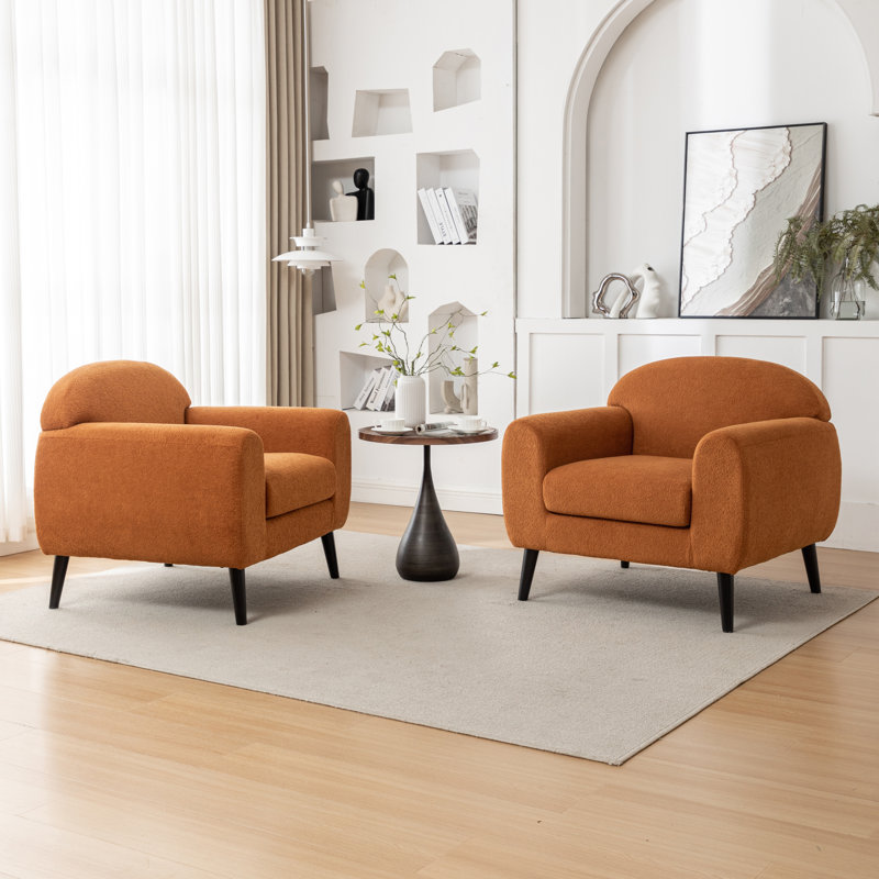 Chaise d'appoint rembourrée avec accoudoirs ronds Deivi, Polyester orange