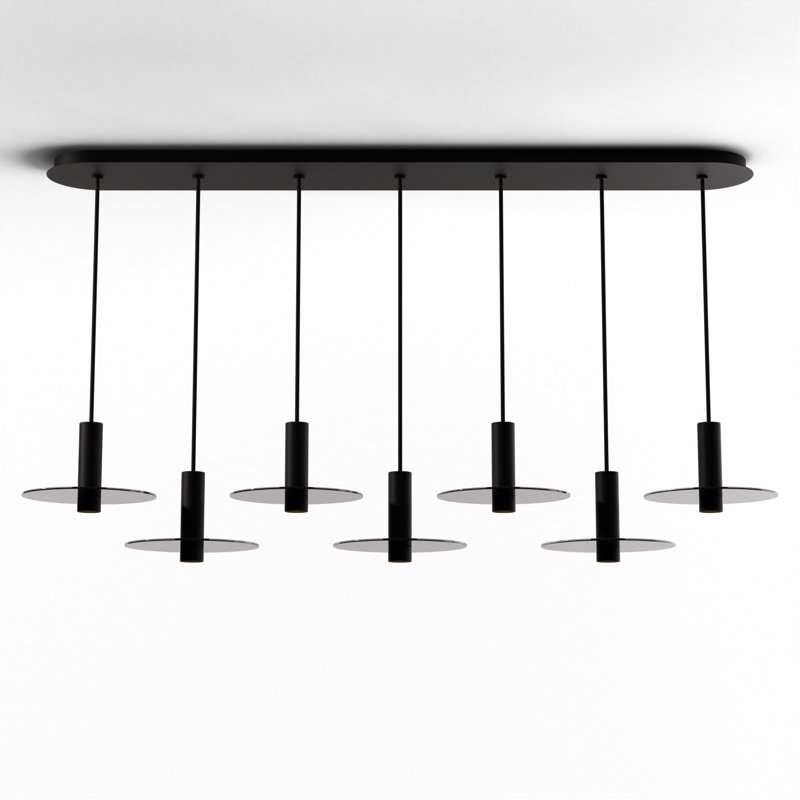 7 - Light LED Pendant, Matte Black