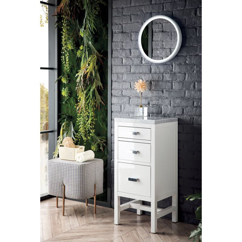 Addison 15" W Bathroom Cabinet, White Zeus, Mid-Century Acacia