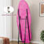 Miroir sur pied pleine longueur 160 x 61 cm, cadre recouvert de flanelle, forme irrégulière unique, rose poudré, revêtement sans danger pour la maison, forme ondulée, haute définition, chambre rose