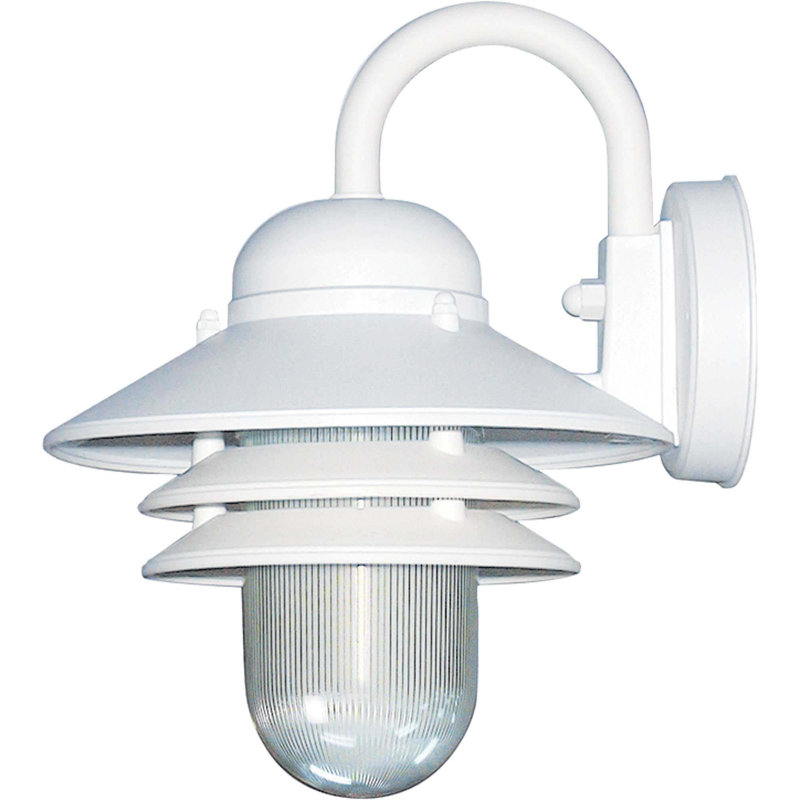 1-Light Outdoor White Polypropylene Outdoor Wall Lantern with Prismatic Lens, White