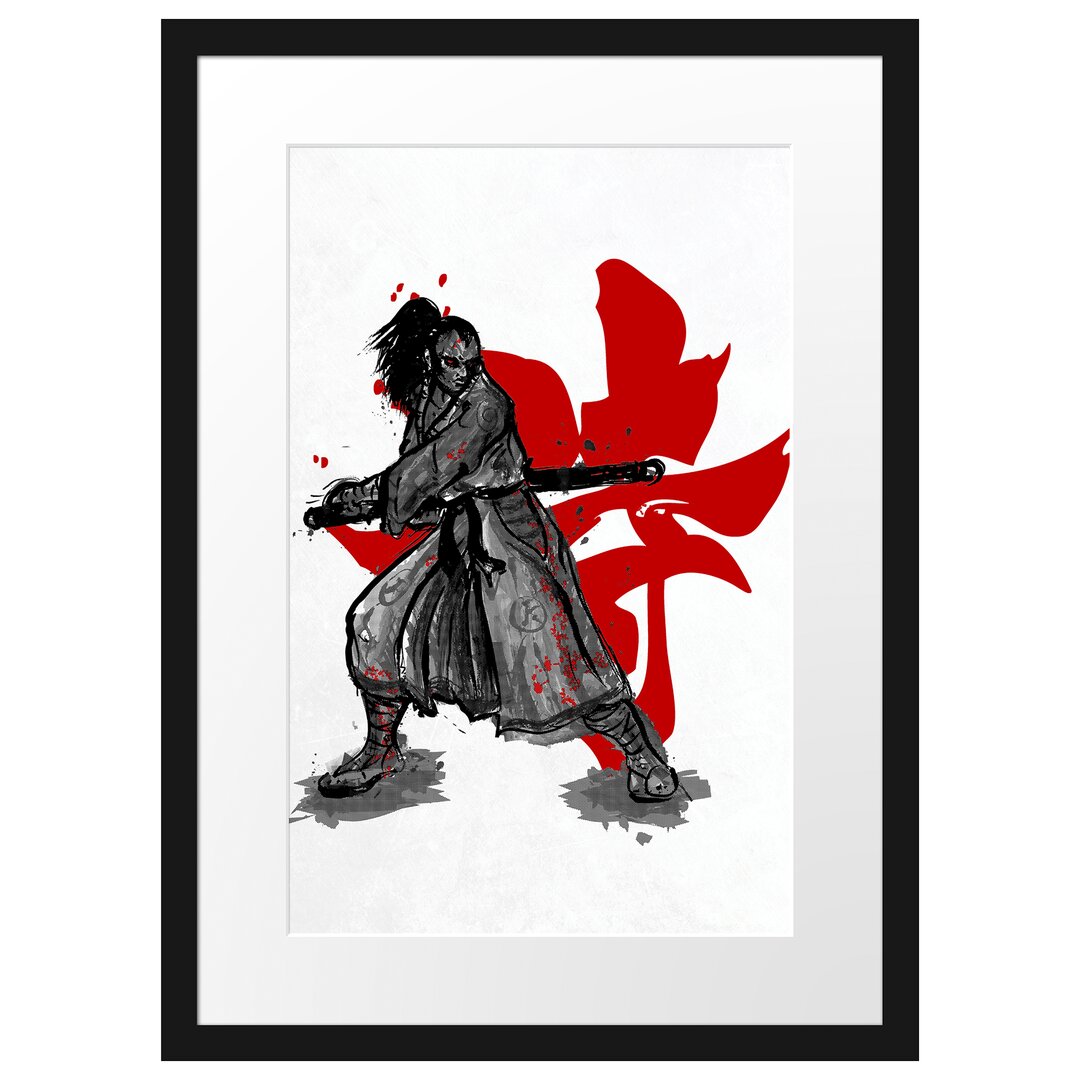 Gerahmtes Poster Samurai-Spirit White