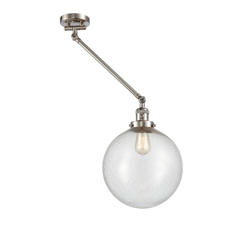 Bras articulé à 1 lumière à intensité variable Antsje, Grainé, Nickel satiné brossé, Ampoule incandescente 40 watts rétro