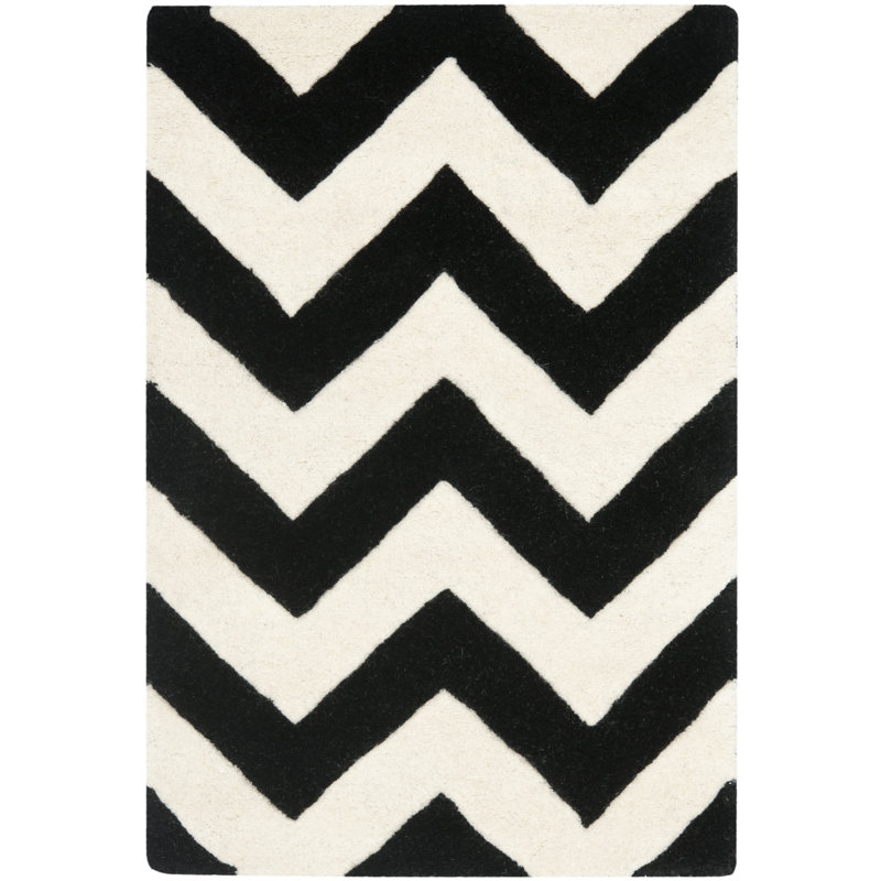 Hidevale Chevron Wool Hand Woven Area Rug, Rectangle 91 x 152cm