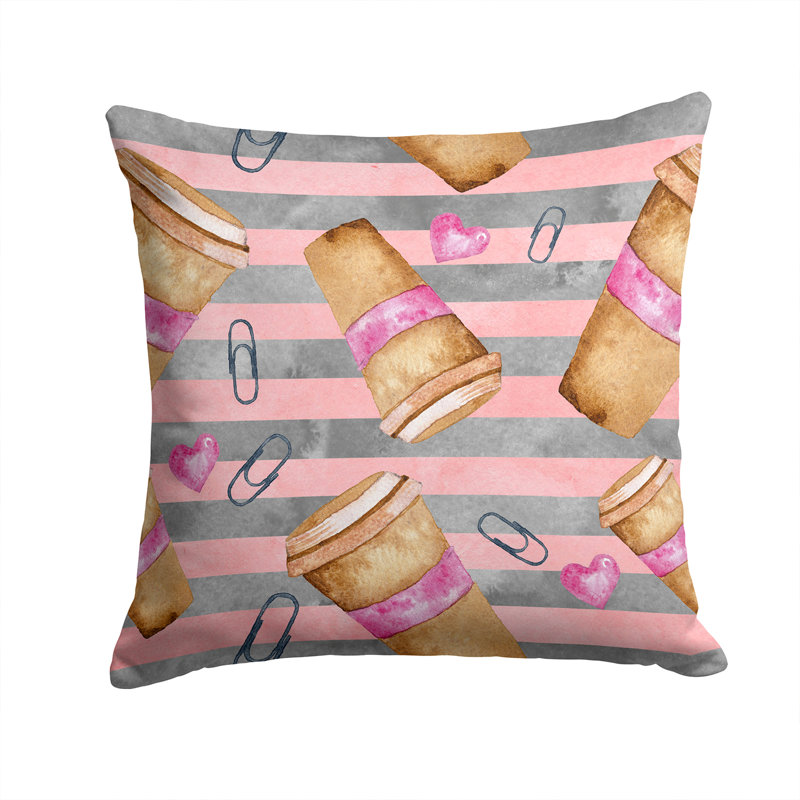  Coussin d'extérieur Coffee and Paper Clips, 14 po x 14 po