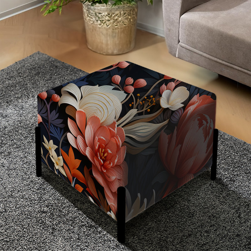 Florescence à motif floral - repose-pieds carré floral