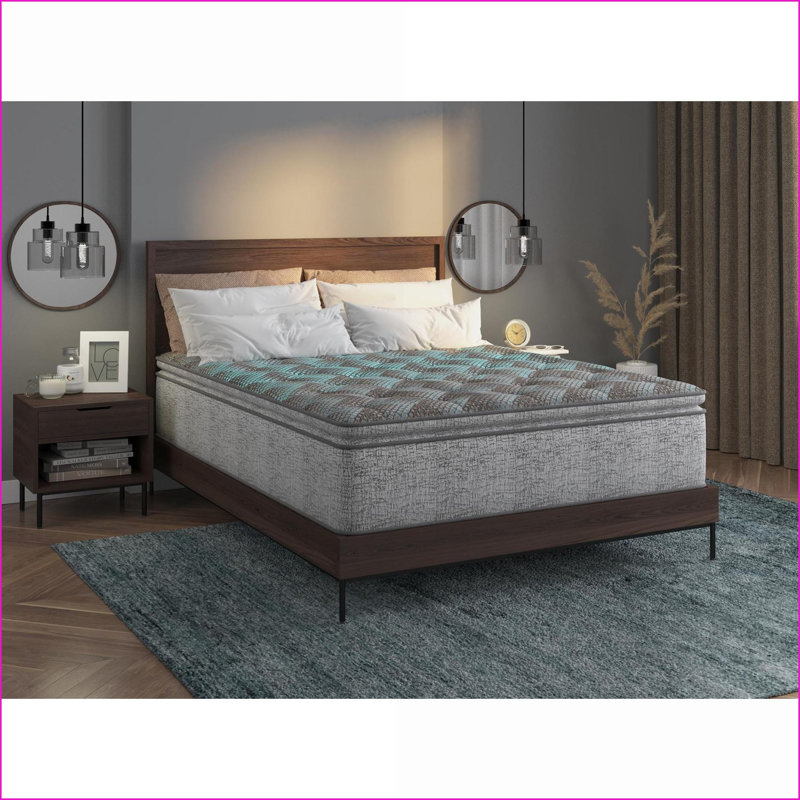 Mattresses | Restonic Comfort Care 14'' Euro Top Hybrid Mattress, Twin Plush | Foam | Grey+Blue, 14", Twin