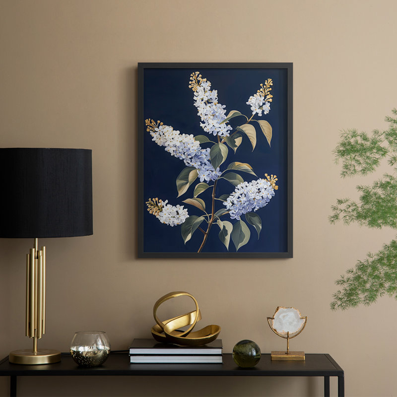 FLORAL Series CLX - reproduction encadrée de qualité supérieure - prête à être accrochée - aucun clou requis, Noir